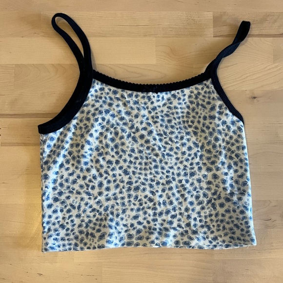 Brandy Melville Tops - Brandy Melville blue printed high neck crop top